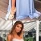 Charming Light Blue Prom Dress, Spaghetti Straps Chiffon Prom Dress, Long Lace Top Prom Dress, Split Evening Party Gowns
