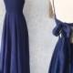 Simple V Neck Blue Long Prom Dress, Blue Evening Dress