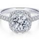 Platinum .66cttw Amavida Cushion Halo Diamond Engagement Ring Mounting With Ornate Gallery