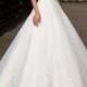 Attractive Tulle Sheer Bateau Neckline A-Line Wedding Dress With Lace Appliques