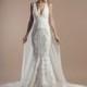 Tony Ward 2018 Arwen Elegant Watteau Train Ivory Mermaid V-Neck Sleeveless Lace Appliques Wedding Gown - Customize Your Prom Dress