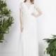 Divine Atelier 2017 Lenya Butterfly Sleeves Open V Back Lace Illusion Floor-Length Appliques Ivory Vintage Aline Bridal Gown - Brand Wedding Dresses
