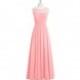 Flamingo Azazie Ambrosia - Keyhole Boatneck Floor Length Chiffon Dress - Simple Bridesmaid Dresses & Easy Wedding Dresses