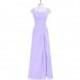 Lilac Azazie Libby MBD - Illusion Floor Length Illusion Chiffon, Tulle And Lace Dress - Simple Bridesmaid Dresses & Easy Wedding Dresses