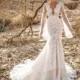 Lian Rokman 2017 Moonlight Mermaid V-Neck Chapel Train Open Back Flare Sleeves Ivory Embroidery Lace Bridal Gown - Truer Bride - Find your dreamy wedding dress