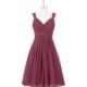 Mulberry Azazie Clara - V Neck Back Zip Knee Length Chiffon Dress - Charming Bridesmaids Store