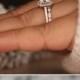 1.20ct Moissanite Engagement Ring, Cushion 7mm Moissanite 14k White Gold And Diamond Ring, Diamond Half Eternity Milgrain Band, Promise Ring