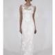 Claire Pettibone Romantique - Spring 2017 - Georgia Sleeveless Lace Illusion Neckline Sheath - Stunning Cheap Wedding Dresses