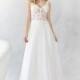 Ella Rosa Spring/Summer 2017 BE379 Aline Ivory V-Neck Chapel Train Sleeveless Sweet Chiffon Embroidery Dress For Bride - Rich Your Wedding Day