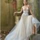 Galia Lahav Fall/Winter 2017 Lauren Sleeveless Sweep Train Trumpet Sexy Illusion Champagne Tulle Hand-made Flowers Wedding Gown - Crazy Sale Bridal Dresses