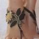 Black Gothic Barefoot Sandals Wedding Bridal, Bellydance, Wedding Shoes, Summer