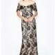 Daymor Couture - Gilded Lacy Rosette Evening Gown 578 - Designer Party Dress & Formal Gown