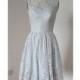2015 A-line Pale Blue Lace Short Bridesmaid Dress with Back Buttons - Hand-made Beautiful Dresses