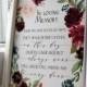 In Loving Memory Printable wedding memorial sign, floral burgundy navy wedding sign, marsala wedding signage printable, memorial print