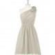 Taupe Azazie Sabrina - Chiffon Illusion Knee Length One Shoulder Dress - Charming Bridesmaids Store