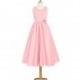 Flamingo Azazie Coraline JBD - Scoop Satin Strap Detail Tea Length Dress - Charming Bridesmaids Store
