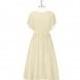 Champagne Azazie Alejandra - Knee Length Back Zip Scoop Chiffon Dress - Simple Bridesmaid Dresses & Easy Wedding Dresses