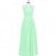 Mint_green Azazie Heather - Floor Length Chiffon Halter Illusion Dress - Simple Bridesmaid Dresses & Easy Wedding Dresses