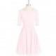 Blushing_pink Azazie Hattie - Boatneck Back Zip Chiffon And Lace Knee Length Dress - Charming Bridesmaids Store
