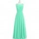 Turquoise Azazie Ambrosia - Chiffon Boatneck Keyhole Floor Length Dress - Simple Bridesmaid Dresses & Easy Wedding Dresses