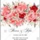 Wedding invitation pink peony design vector printable floral card greeting card