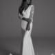 Rime Arodaky Fall/Winter 2017 Raven 3/4 Sleeves Embroidery Open V Back Crepe Fit & Flare V-Neck Sweep Train Elegant Wedding Gown - Customize Your Prom Dress