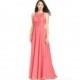 Watermelon Azazie Frederica - Floor Length Chiffon And Lace Scoop Keyhole Dress - Simple Bridesmaid Dresses & Easy Wedding Dresses