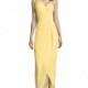 Bariano B29D06 Sleeveless Fit & Flare One-Shoulder Ankle-Length Simple Yellow Chiffon Ruffle Zipper Up Cocktail Dress - Truer Bride - Find your dreamy wedding dress