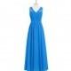 Ocean_blue Azazie Beverly - Side Zip V Neck Floor Length Chiffon And Lace Dress - Charming Bridesmaids Store