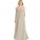 Taupe Azazie Flora - V Back V Neck Chiffon Floor Length Dress - Charming Bridesmaids Store