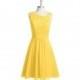 Marigold Azazie Hermosa - V Neck Knee Length Chiffon Back Zip Dress - Charming Bridesmaids Store