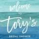 "Tory" Turquoise Watercolor Bridal Shower Welcome Sign