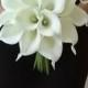 White Calla Lily Bridal Bouquet With Calla Lily Boutonniere-Real Touch Calla Lily Bouquet-Bridesmaid Bouquet-Silk Flower Wedding Bouquet