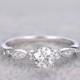 0.62 Carat Round Diamond Anniversary Ring 14K White Gold Wedding Rings Size 6 7