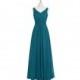 Ink_blue Azazie Pierrette - Floor Length V Back V Neck Chiffon Dress - Charming Bridesmaids Store