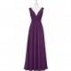 Grape Azazie Hillary - V Back Chiffon V Neck Floor Length Dress - Simple Bridesmaid Dresses & Easy Wedding Dresses