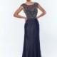 Terani Couture - 151M0354A Illusion Net Embellished Sheath Gown - Designer Party Dress & Formal Gown
