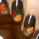 Fall Nail Art! Autumn Leaves On Glitter Gradient