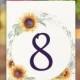 Sunflowers Wedding Table Numbers Fall Wedding Decor Banquet Table Numbers Printable Table Numbers 11