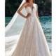 Eddy K. 2019 Sweet Chapel Train Ivory Aline Sweetheart Sleeveless Lace Covered Button Spring Outdoor Bridal Dress - Truer Bride - Find your dreamy wedding dress