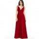 Burgundy Azazie Maren - Floor Length V Neck Chiffon V Back Dress - Charming Bridesmaids Store