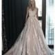 Olivia Bottega 2018 Adel Chapel Train Covered Button Tulle Appliques Blush Sweet Aline V-Neck Sleeveless Bridal Gown - Robes de mariée France