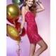 Scala Fuchsia Beaded Sequin Mini Prom Dress Q4137 - Brand Prom Dresses