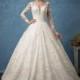 Amelia Sposa 2017 Arianna Royal Train Sweet Ivory Beading Winter Illusion Lace Long Sleeves Ball Gown Wedding Gown - Customize Your Prom Dress