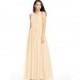 Peach Azazie Jewel - Floor Length Scoop Chiffon Illusion Dress - Simple Bridesmaid Dresses & Easy Wedding Dresses