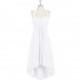 White Azazie Annabel - Halter Chiffon Asymmetrical Back Zip Dress - Charming Bridesmaids Store