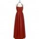 Rust Azazie Francesca - Chiffon Bow/Tie Back Halter Floor Length Dress - Simple Bridesmaid Dresses & Easy Wedding Dresses