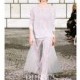 Rivini - Fall 2015 - Sabia Scoop Neck Metallic Lace Sweatshirt with Long Sleeves Over Cigarette Pant and Tulle Train - Stunning Cheap Wedding Dresses
