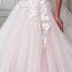 Elegant Polka Dot Tulle Scoop Neckline A-Line Wedding Dress With Lace Appliques & 3D Flowers & Beading