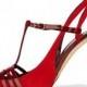 Maroon And Red T Strap Slingback Stiletto Heels Sandals